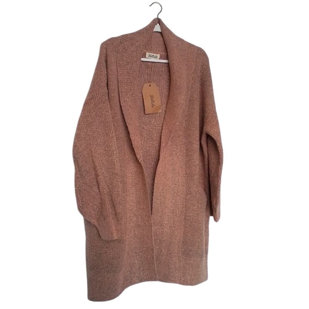 NWT Listicle‎ Chunky Knit Open Front Cardigan Sweater Pink Long Sleeve Women L